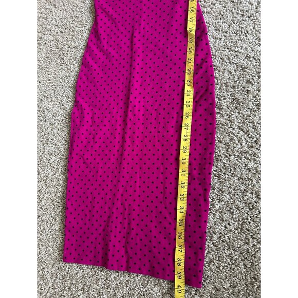 Milly Womens Size Small Fuchsia & Black Polka Dot Sleeveless Midi Sheath Dress - Picture 7 of 8